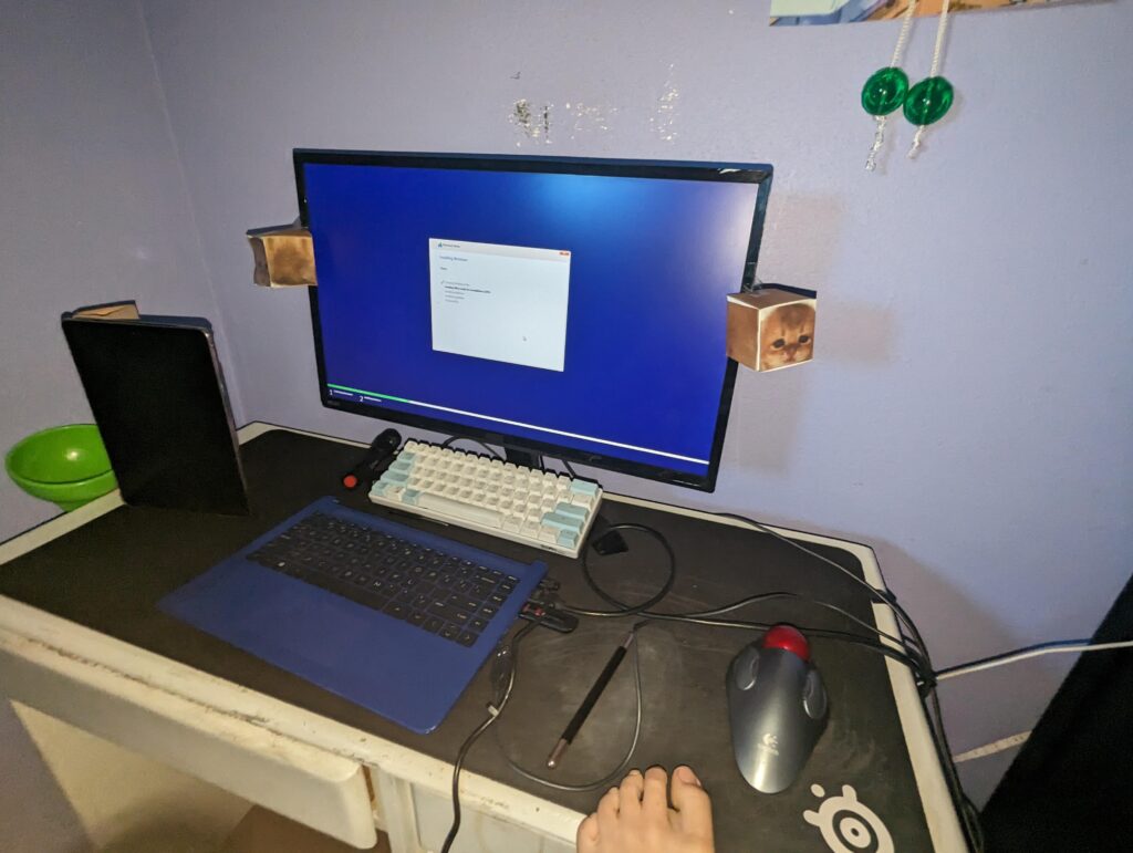 I'm getting a new install of windows. And yes that is a laptop with no screen.