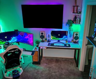 Finally got my multi-use setup done. 4090 runs the triples, separate 4k desktop monitor and a VR setup for the racing simulator