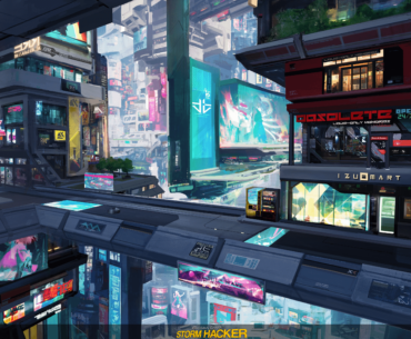Jonada Station. Background Illustration I made for a solo dev game I am working on called AENiGMA GAME: STORM HACKER. I recently made a steam page for it, so thought I'd share some art.