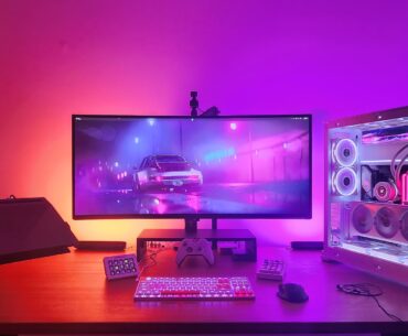 White PC finally completed (laptop for work + gaming PC battlestation)