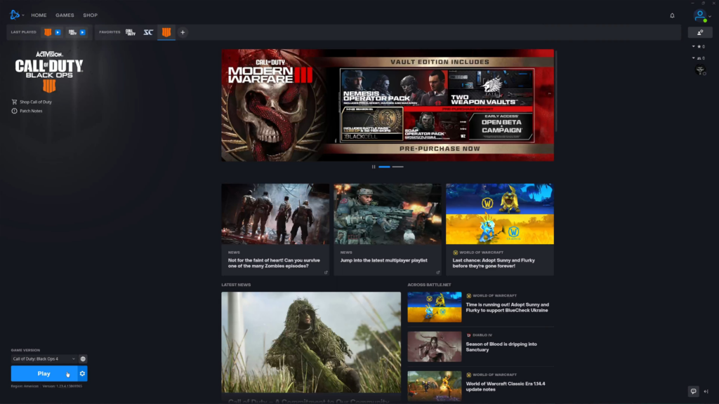 Black Ops 4 PC been doing this for a couple years now. I deleted my battle.net and activision account but I created a new one and linked it and to this day still not working. MW2 works fine and BO4 works fine on PS4/5. Tried reinstalling verifying files checking network settings. Tried everything Black Ops 4 PC been doing this for a couple years now. I deleted my battle.net and activision account but I created a new one and linked it and to this day still not working. MW2 works fine and BO4 works fine on PS4/5. Tried reinstalling verifying files checking network settings. Tried everything