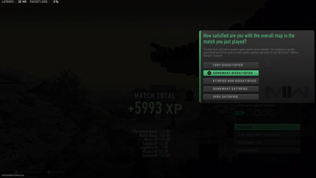 Got this survey after a game on Ashika Island.