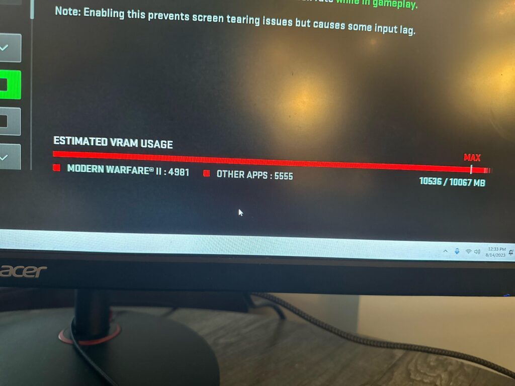 Something is using half of my vram, but when I check Task manager, nothing is running. My frames are capped at 60fps and vsync is off. Any ideas?