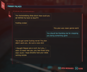 Fellas, don't betray Panam. Just... just don't.