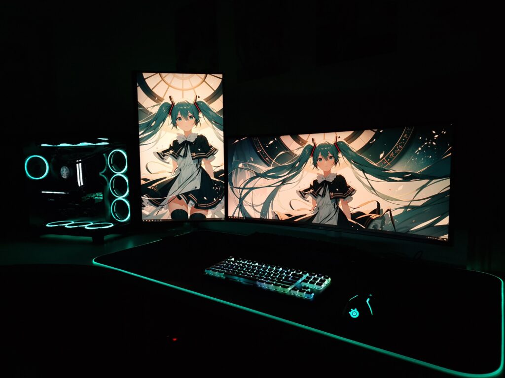 Finished my (Miku) teal colored battlestation Finished my (Miku) teal colored battlestation