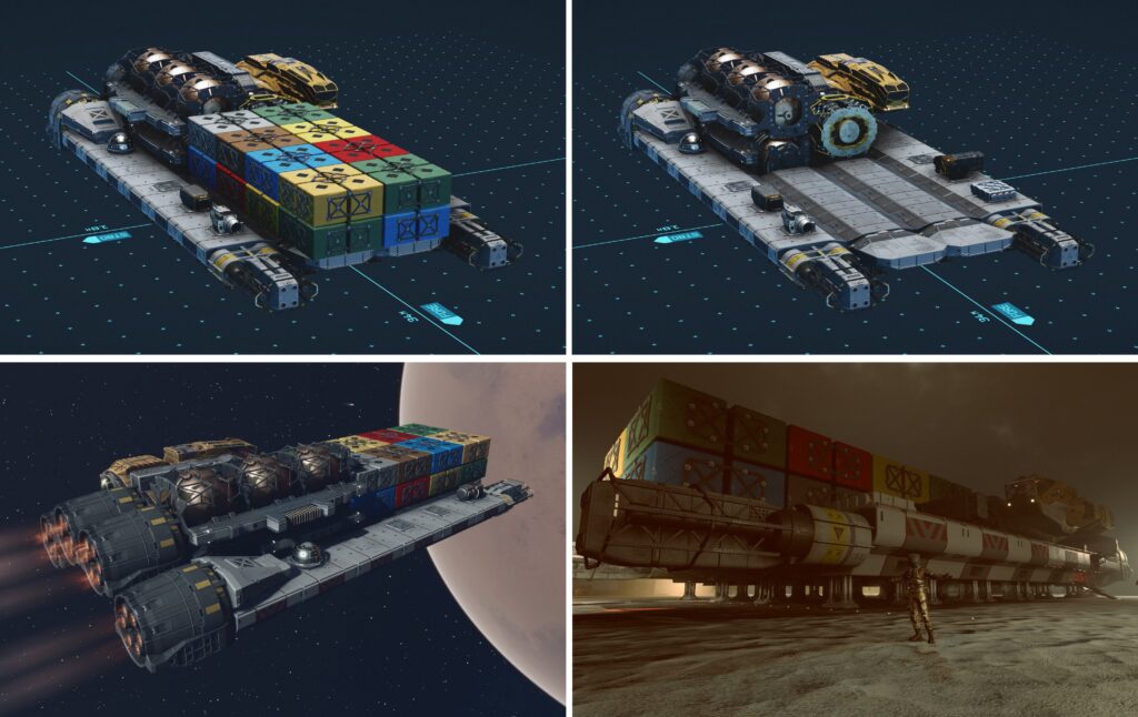 I made a custom designed cargo hauler in Starfield
