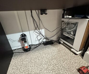 Little clean up with cable management with a hack using couch blocker and ikea bracket