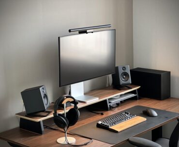 walnut desk setup