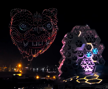 A Tiger of 1,500 drones looms over the city at the Kaohsiung Lantern Festival in Taiwan.