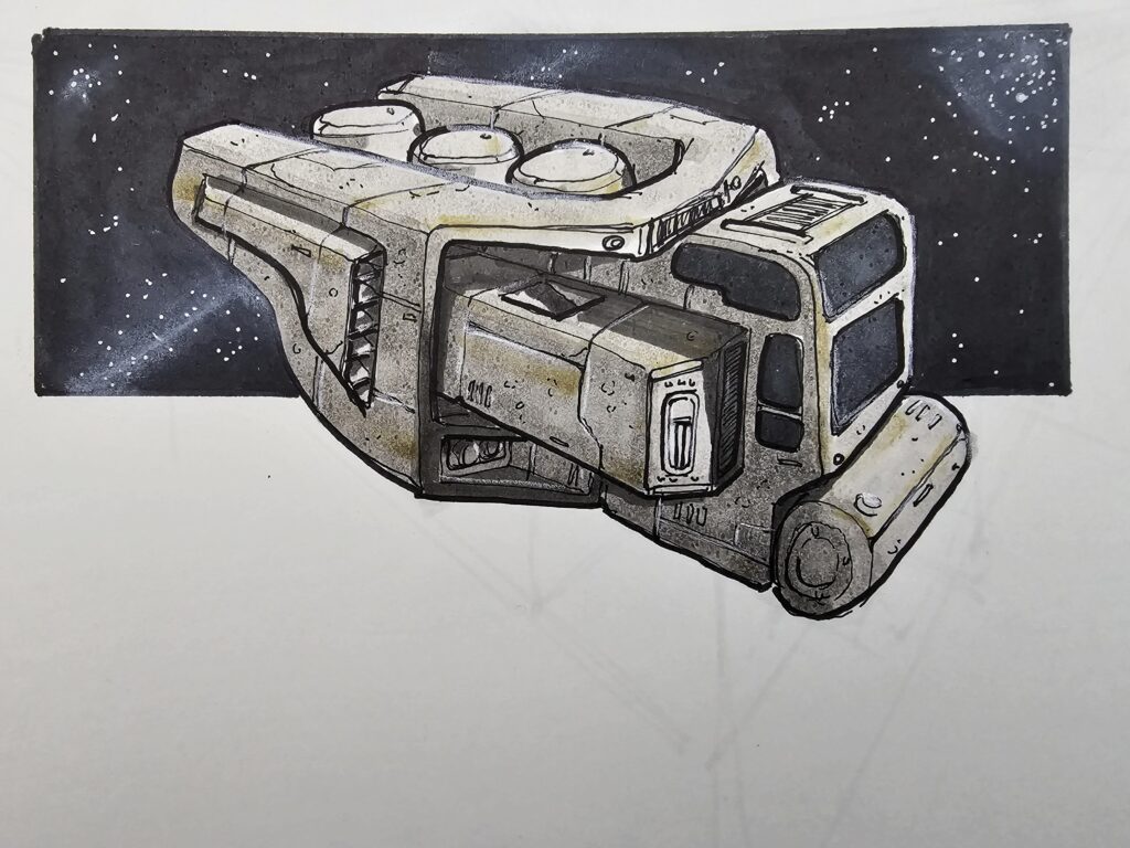 Black water collection ship, from my sketchbook.