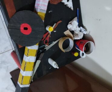 Finished the cardboard fire staff!