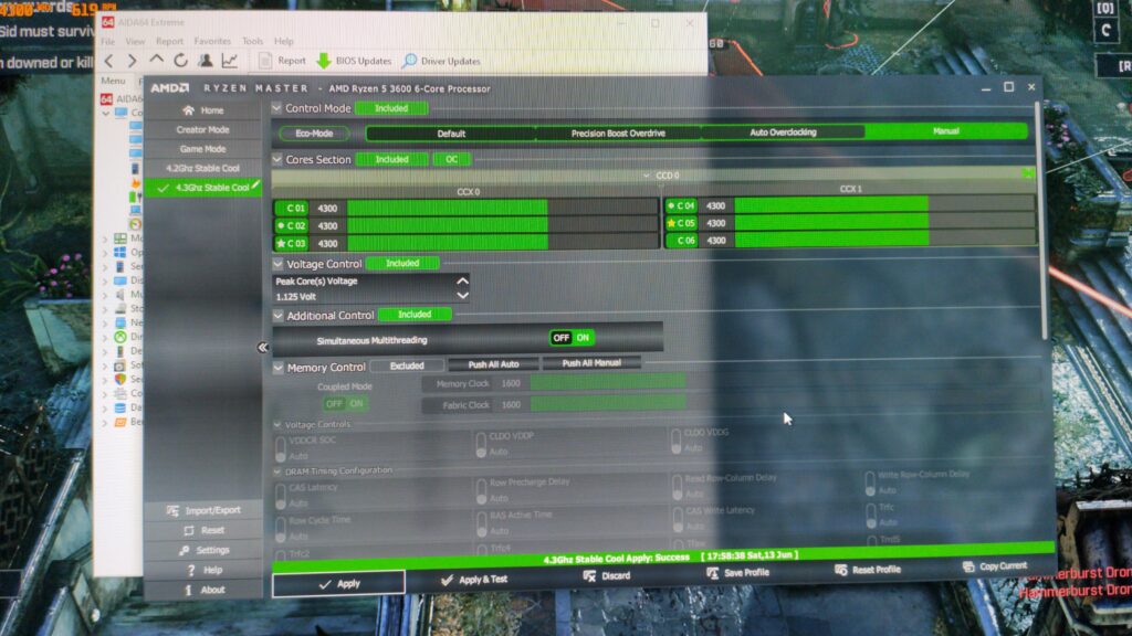 Ryzen 3600 does 4.3Ghz all cores @ 1.125v stable in load it boosts to 4.3 but otherwrwise normal behavior (works a lot cooler with undervoltage)