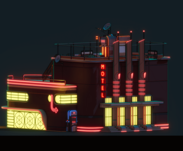 Buildings from the Cyberpunk and Art Deco-inspired city of Carillon, where a prohibition-style war between robots and humans takes place in our video game