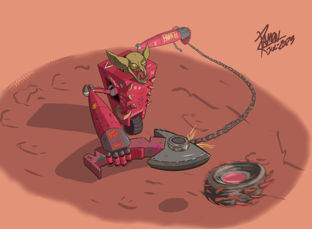 A very crafty goblin! This character exists in a cyberpunk world with some fantasy elements that's in my head, so I hope this drawing fits here