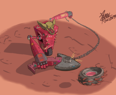 A very crafty goblin! This character exists in a cyberpunk world with some fantasy elements that's in my head, so I hope this drawing fits here