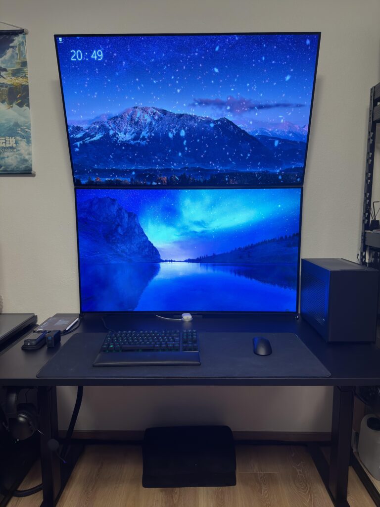 Dual 48“ OLED SFF and Standing Desk
