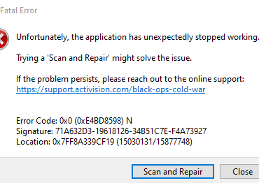 Just installed instantly get this error when starting the game. i have made exceptions in my firewall and windows defender and scanned and repaired multiple times to no avail. Any solutions?