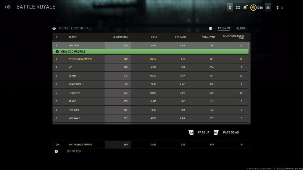 Champions quest total now show on the stats
