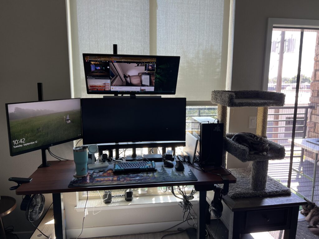 Added the top monitor to try and make a better work/play station. I call this: neck pain simulator.