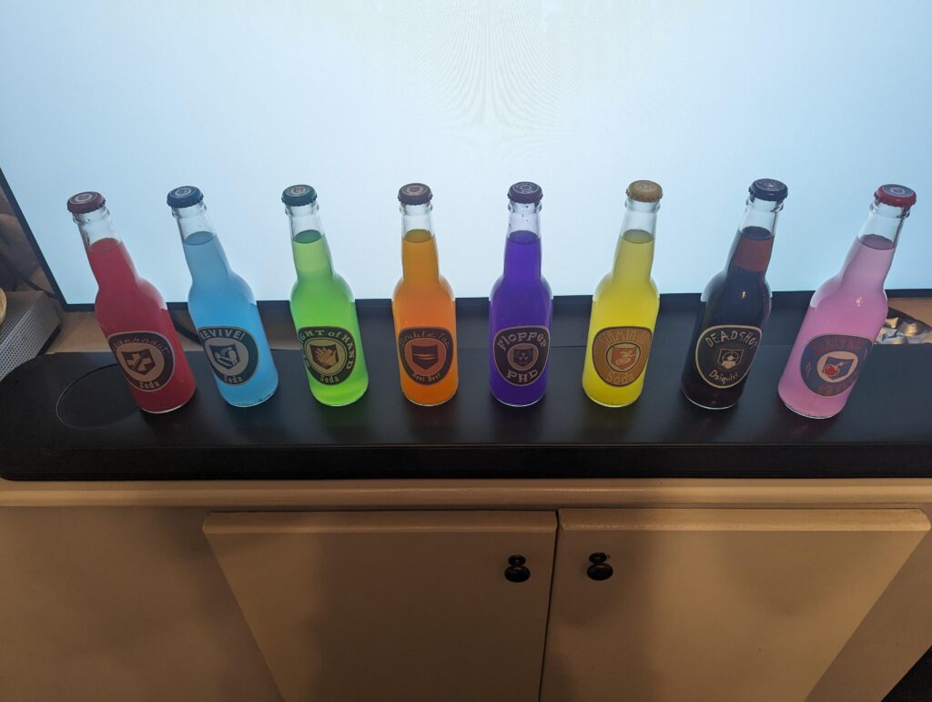 I know I'm about 10 years late to the party, but here's a set of Perk-a-colas I just made.