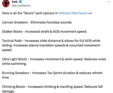 Boot perks coming with mw3