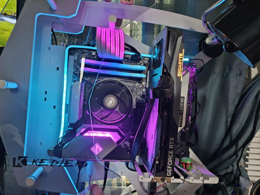 GF's PC got a new light strip around the mobo