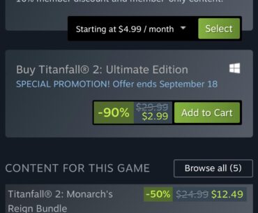 Titan fall 2: Ultimate Edition is 2.99$ on steam until the 18th. :D