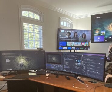 You guys have all these clean setups with matching monitors that align perfectly, I’m just stickin’ them where I can fit ‘em…