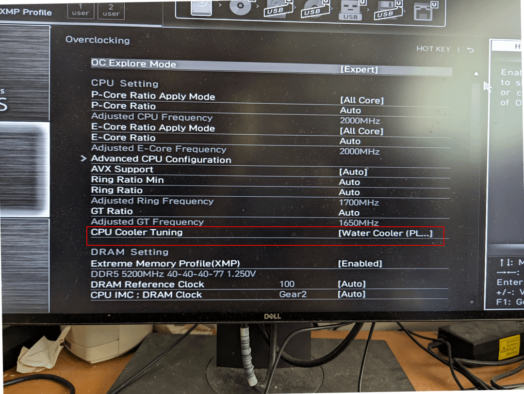 MSI Z790 board what settings does the CPU Cooler Tuning profile