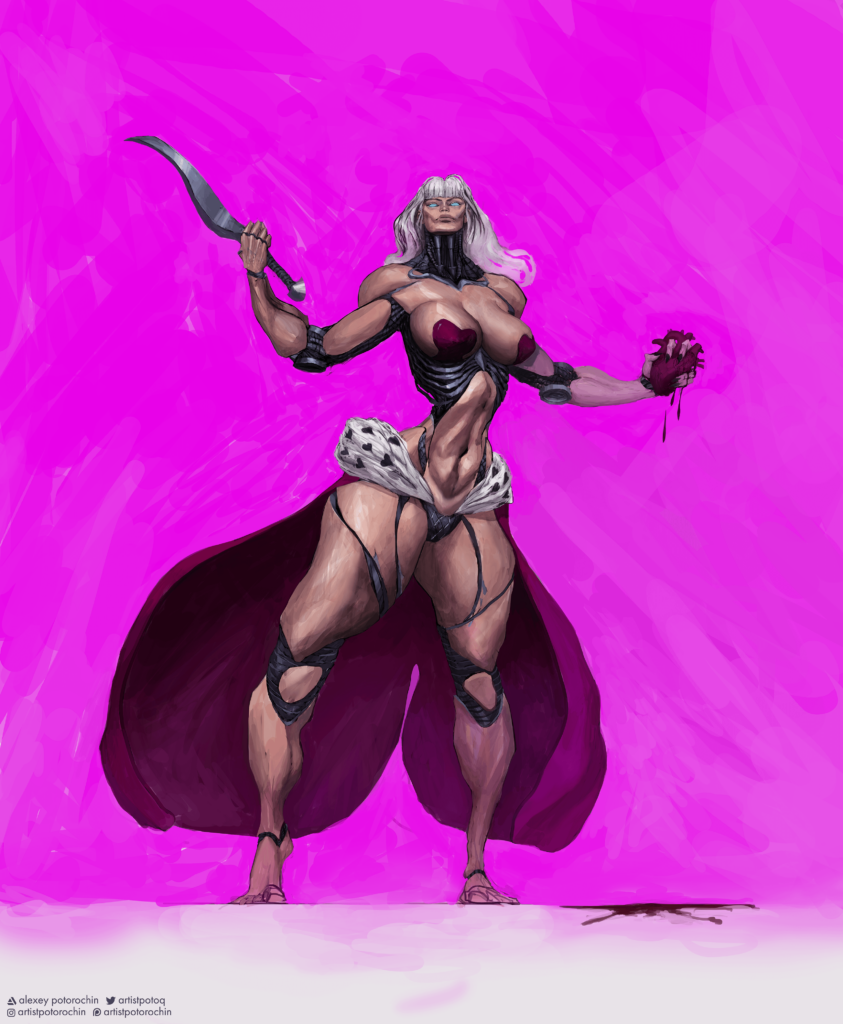 Queen of Hearts from Alice in Wonderland as a robot. Artwork by me