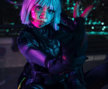 Cyberpunk inspired biker girl