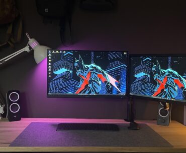Final setup update .. for now xD .. my ikea linnmon broke .. so i bought a massive oak desktop for 50 bucks from a private seller .. 150x65cm ..