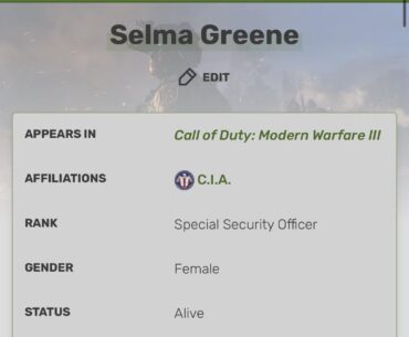 Guys I have a strange feeling that Selma Greene who was mentioned in the MW Zombie opening cutscene is Samantha I have no proof and could be wrong but who knows