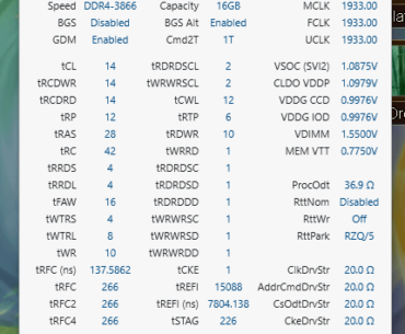 Is my TRFC good for this voltage? 260 throws a bunch of single errors after a while I tried 266 and no problem. I don't even think the rest of my timings call for this much voltage its just been that TRFC fighting me over and over. what do you guys think? 3866MT/s Ryzen 5000.