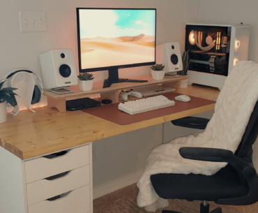 My attempt at a budget edition setup at new house. A few more touches needed. Especially anew monitor arm. For more pictures feel free to check it out. https://www.reddit.com/r/SetupEvolution/