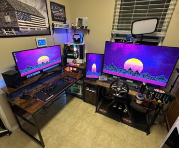 Working with the space I have (laundry room) Truck Driving Simulator setup next to PC
