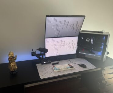 What should I fill the left side of the desk. Wall will be filled with 3D wall panels and RGB ropes around