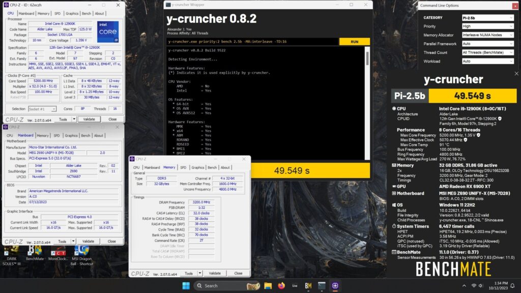 Got 2nd place on 12900k for y crunch 2.5b, 3rd for 8core. Kinda proud of this