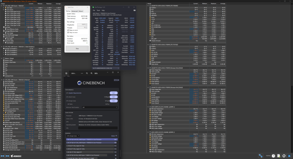 Daily 5.217GHz overclock for 7800X3D with 6400MT/s Custom Memory Timings.