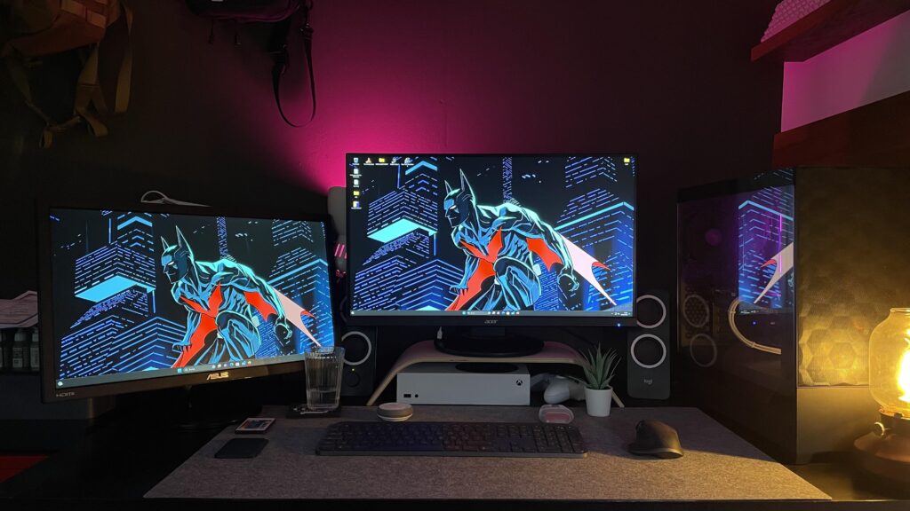 Desk UPDATE.. since my last post i added a second monitor, this one is sRGB full HD from ASUS 24“(30 bucks very slightly used .. no brainer ).. nd i ordered a vesa monitor mount..