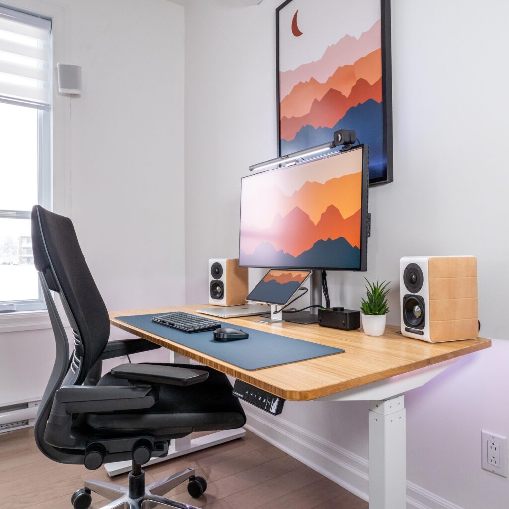 My living room work from home desk setup
