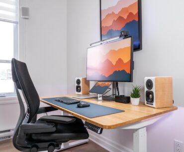 My living room work from home desk setup