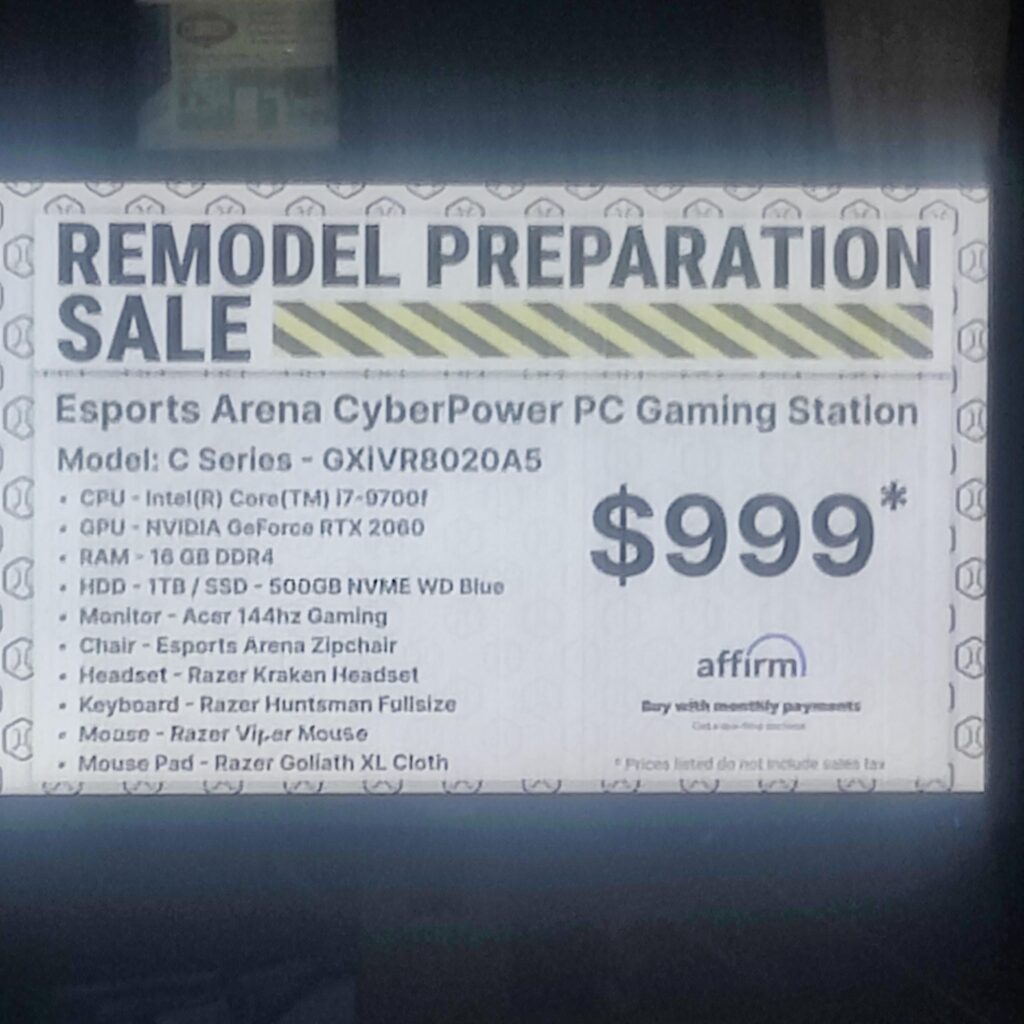 eSports arena is selling their rigs to make room for upgrades. I'm new to pc gaming, Is this with it?