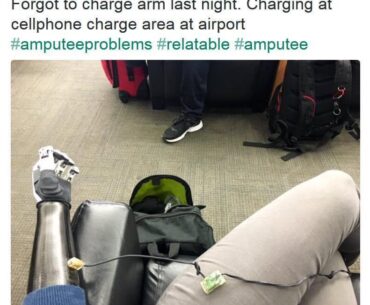 Charging your arm at the airport.