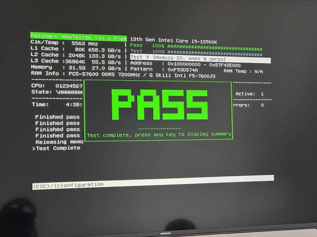 I9 13900k, G-Skill DDR5 7600 32gb (2x16gb) XMP2 - Rog Strix Z790-F