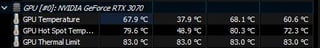 Since my GPU manufacturer won't give me the needed thermal pad thickness info to service my card, I thought this would be the perfect time to try using thermal putty. The outcome is fantastic, 3-4c lower gpu temps, gpu hotspot temp improved from +16 to +11-12c. No VRAM sensors on this card though.