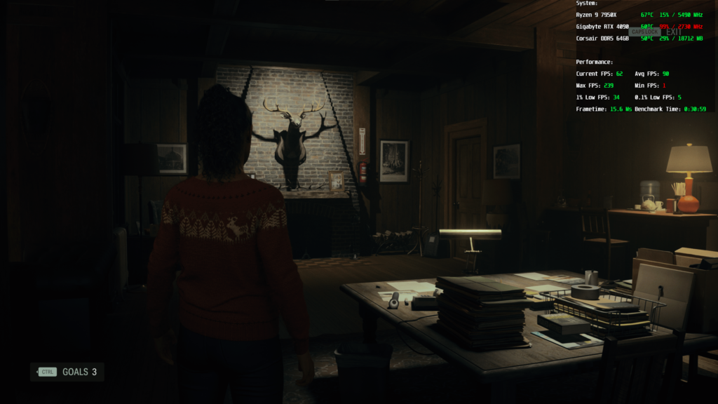 Alan Wake II | 30 Minute Benchmark Results | 1440p Max settings, No Upscaling, or Frame Gen