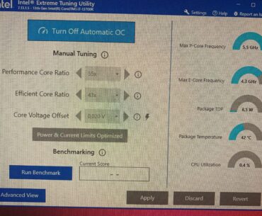 I used intel xtu to automatic overclock my i7 13700k cpu .is it ok or do I need to do some settings in bios? How can I lower my temps? Overclocking intel Intel® Extreme Tuning Utility 7.13.1.5 - 13th Gen Intel(R) Core(TM) 17-13700K •