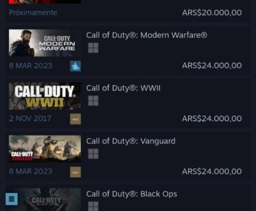 Activision raises the prices of older cods in Argentina (Steam)