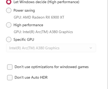 Ah man, I can't believe an Arc A380 beats an AMD RX 6900 XT. Thanks Windows